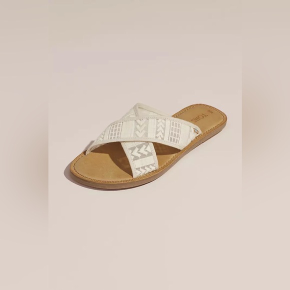 TOMS Embroidered Arrow Crisscross Slip-On Sandals - Picture 1 of 7